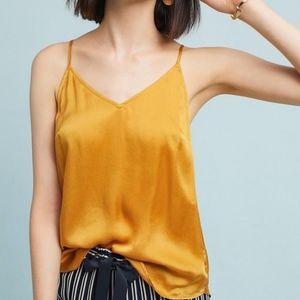 Anthropologie Floreat Gold Yellow Lightweight Silk Tank Top Xs